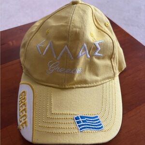 Greece Embroidered Kids Yellow Baseball Cap